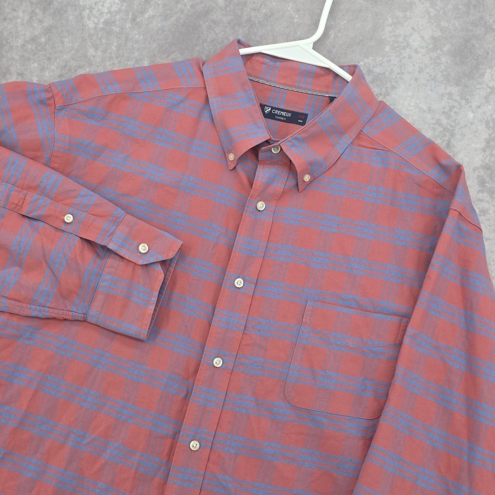 CREMIEUX‎ Classics Shirt Mens 3XB Plaid Long Sleeve Button Down Coral Red Cotton